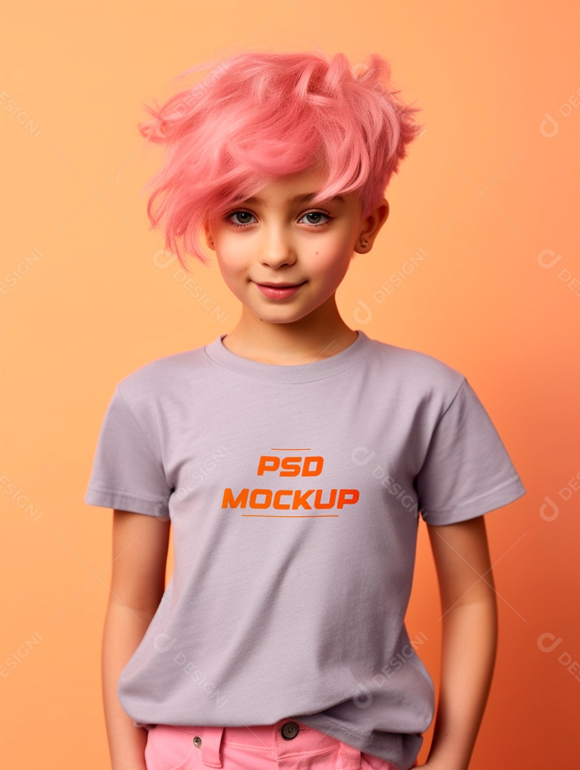 Mockup Camiseta Cinza Infantil PSD Editável
