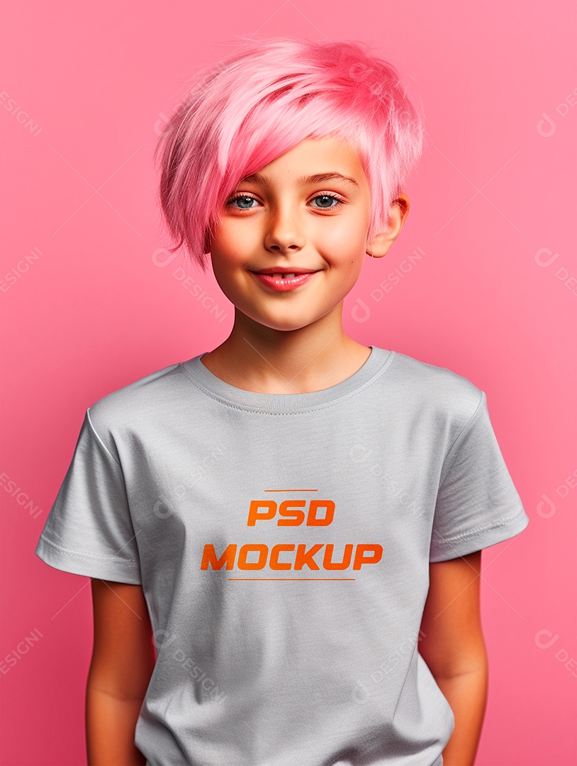 Mockup Camiseta Cinza Infantil PSD Editável