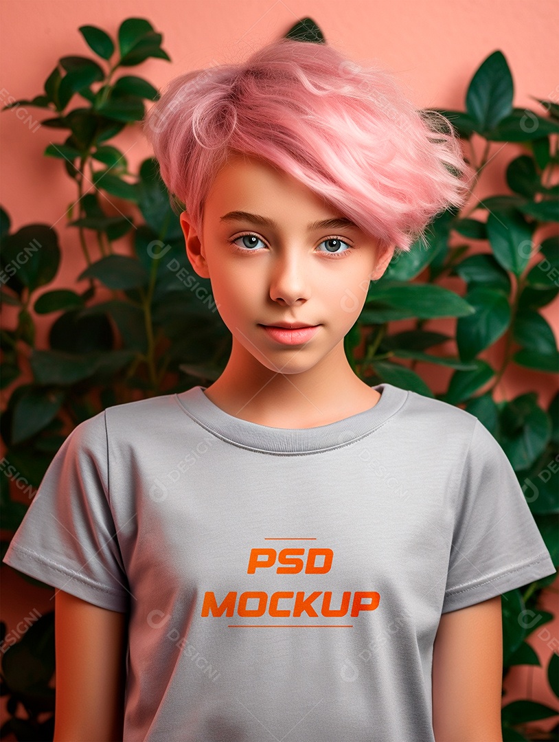 Mockup Camiseta Cinza Infantil PSD Editável