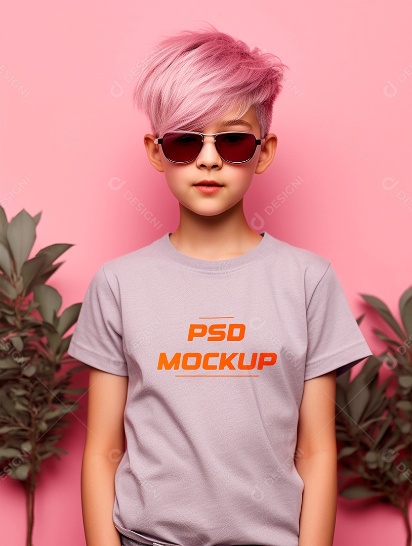 Mockup Camiseta Cinza Infantil PSD Editável
