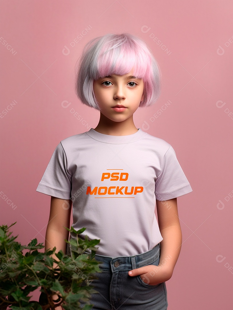 Mockup Camiseta Cinza Infantil PSD Editável
