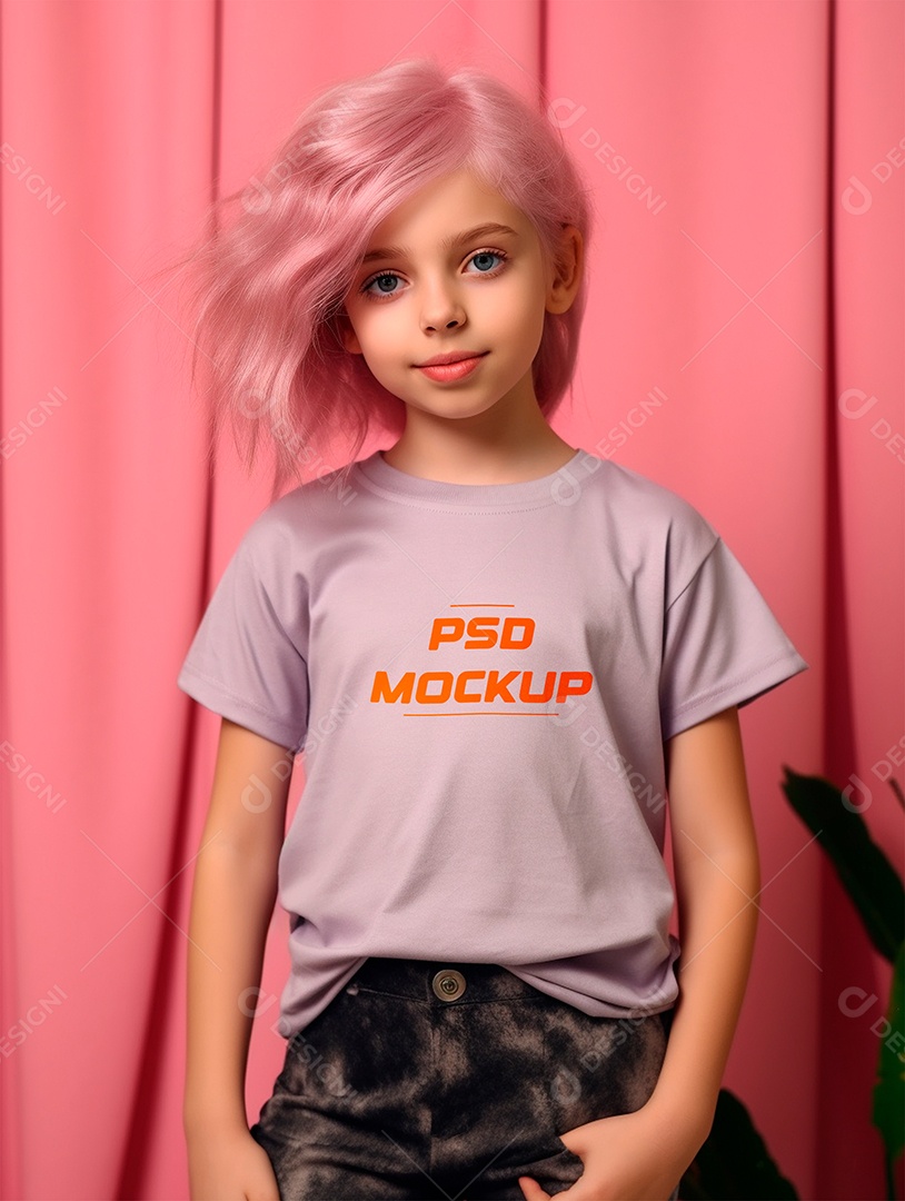 Mockup Camiseta Cinza Infantil PSD Editável