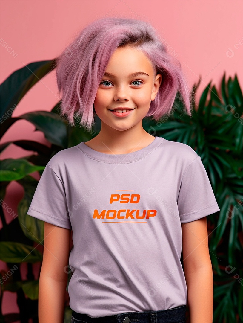 Mockup Camiseta Cinza Infantil PSD Editável
