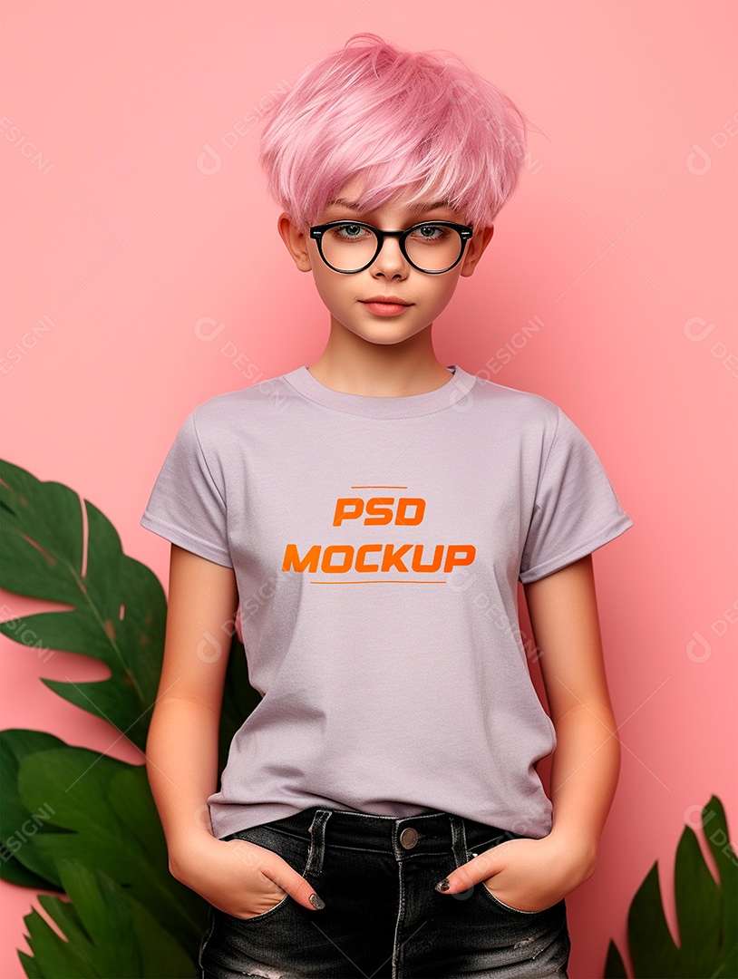 Mockup Camiseta Cinza Infantil PSD Editável