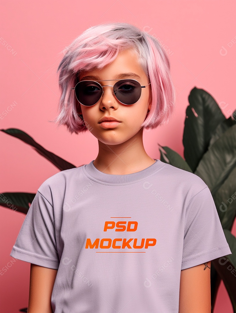Mockup Camiseta Cinza Infantil PSD Editável