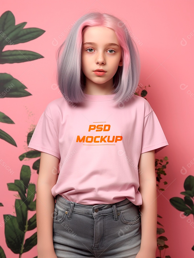 Mockup Camiseta Cinza Infantil PSD Editável