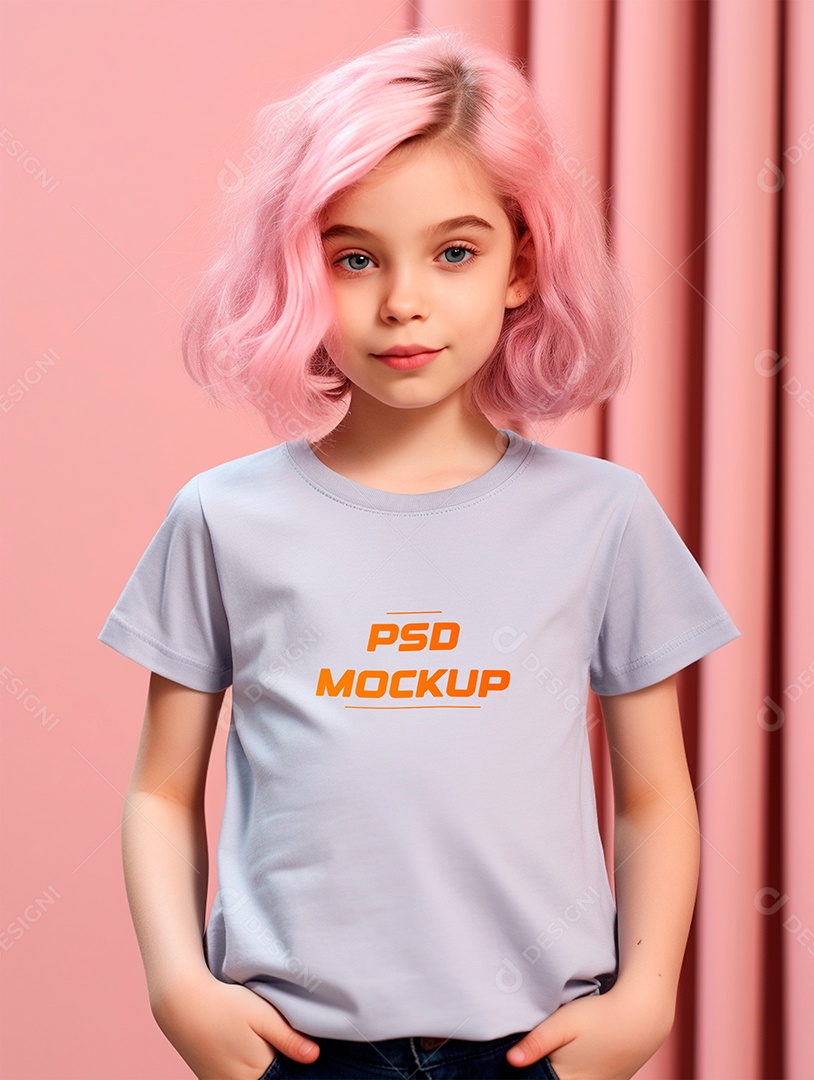 Mockup Camiseta Cinza Infantil PSD Editável