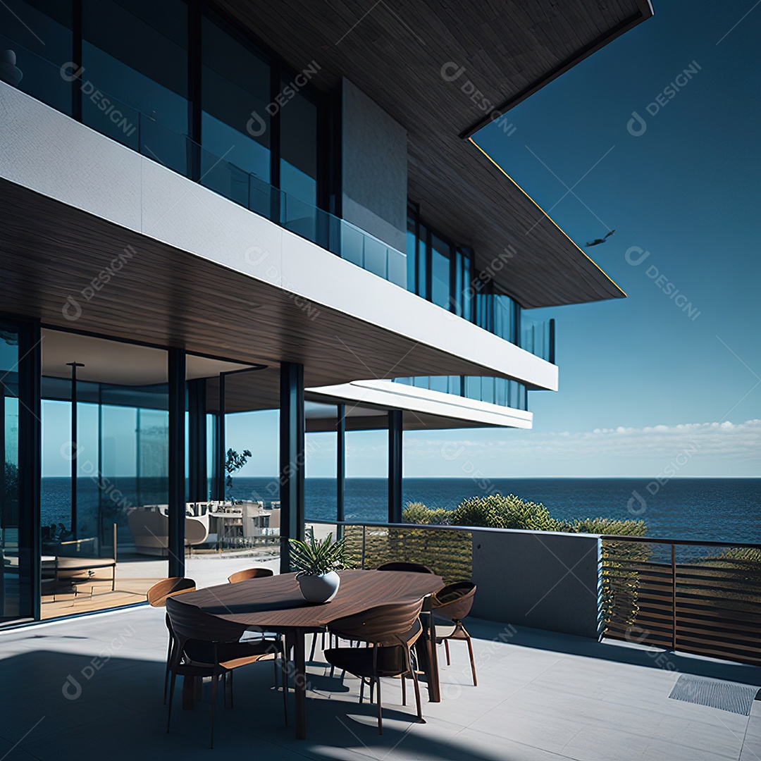 Retrato realista casa sobre bairro