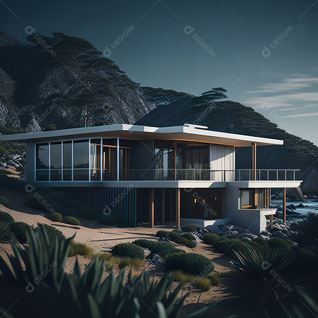 Retrato realista casa sobre bairro