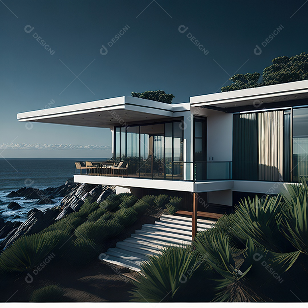 Retrato realista casa sobre bairro