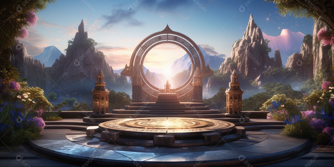 Local esotérico na floresta com Templo Zen para meditação com cristais e pedras semipreciosas.