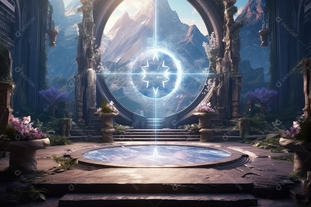 Local esotérico na floresta com Templo Zen para meditação com cristais e pedras semipreciosas.