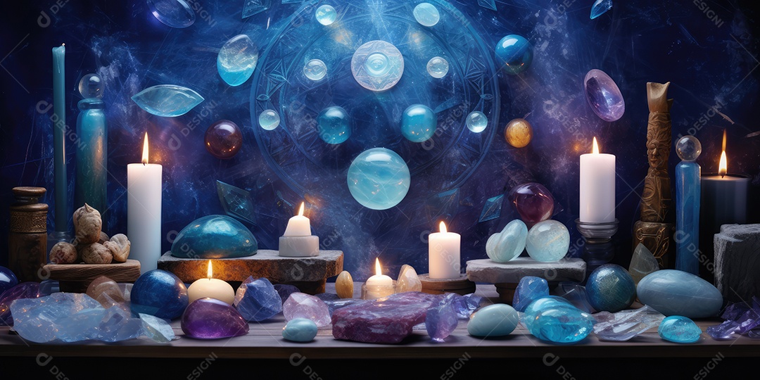 Local esotérico na floresta com Templo Zen para meditação com cristais e pedras semipreciosas.