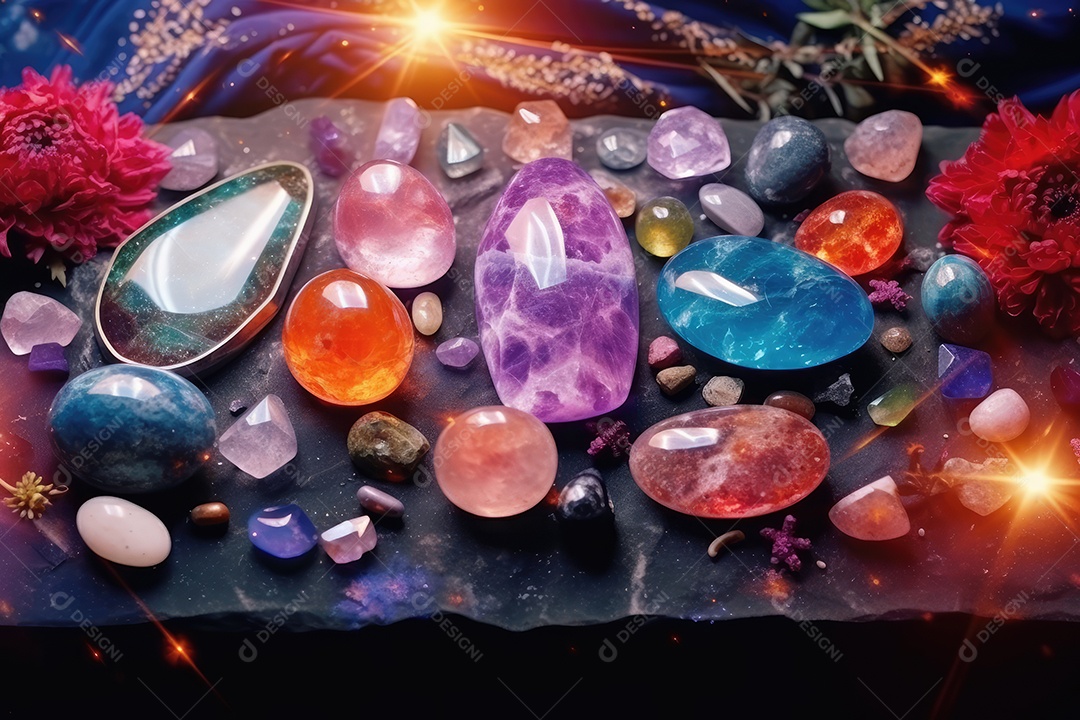 Local esotérico na floresta com Templo Zen para meditação com cristais e pedras semipreciosas.