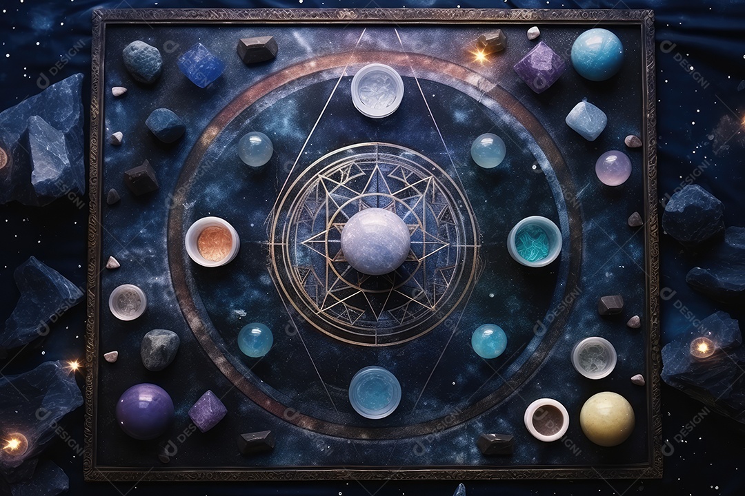 Local esotérico na floresta com Templo Zen para meditação com cristais e pedras semipreciosas.