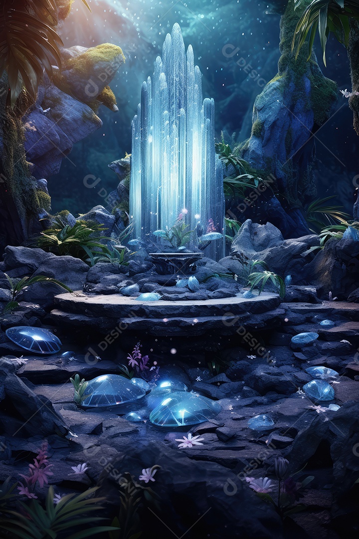 Local esotérico na floresta com Templo Zen para meditação com cristais e pedras semipreciosas.