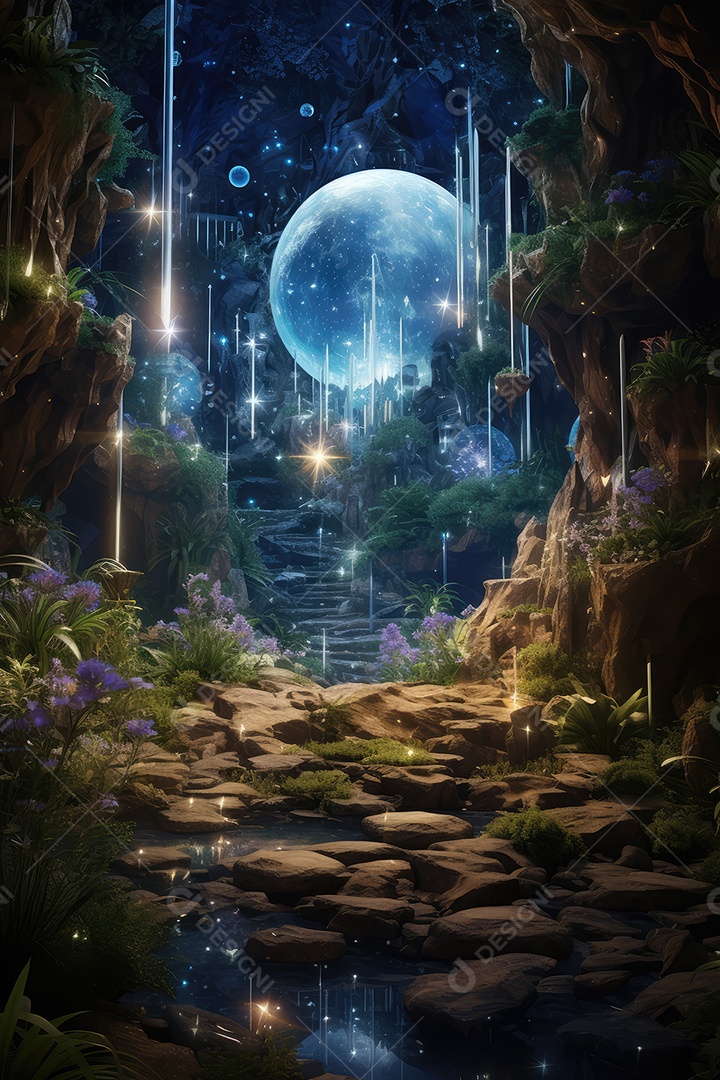 Local esotérico na floresta com Templo Zen para meditação com cristais e pedras semipreciosas.