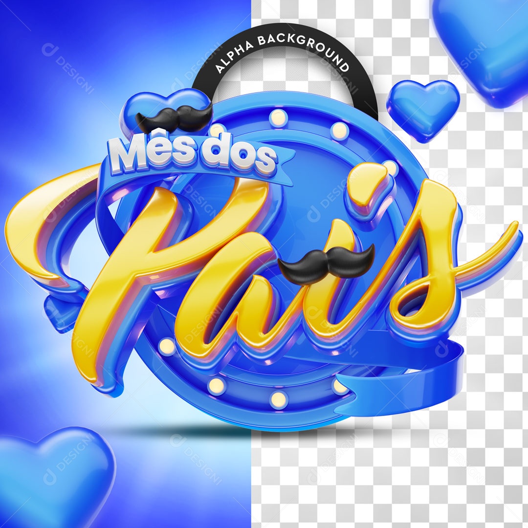 3D Father's Month Blue Stamp for PSD Composition