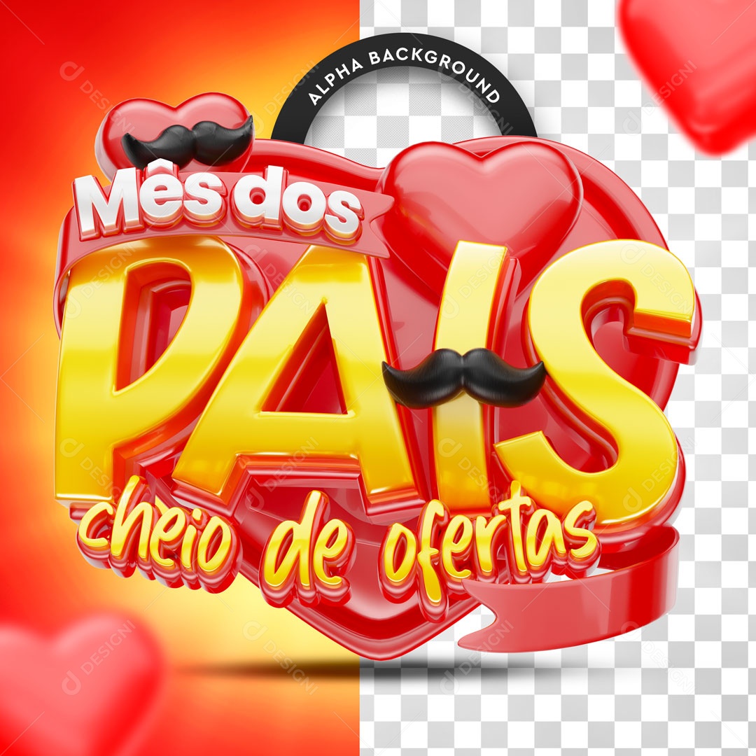 Mês Dos Pais Cheio De Ofertas Vermelho Selo 3D Para Composição PSD