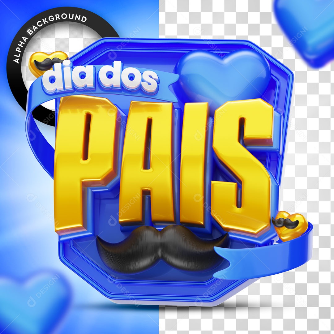 Father's Day Blue 3D Stamp Template For PSD Composition