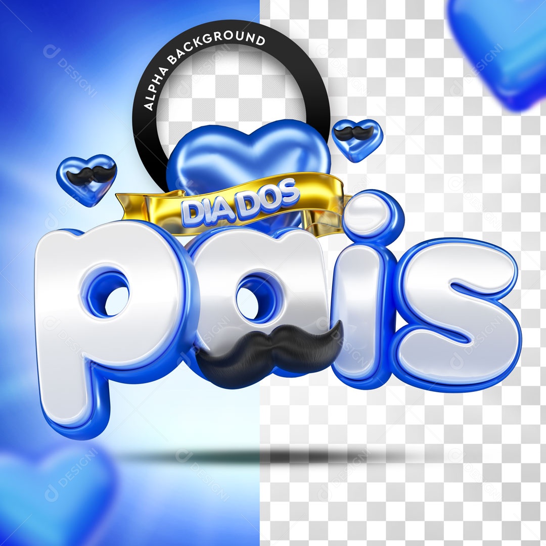 Selo 3D Dia Dos Pais Azul Para Composição PSD