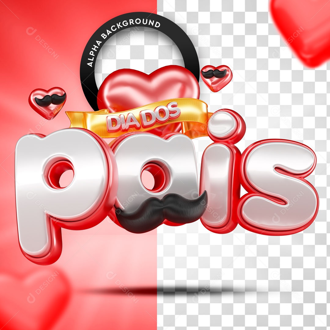 Selo 3D Dia Dos Pais Para Composição PSD
