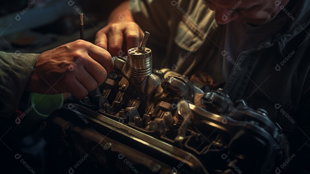 Mecânico arrumando carro na oficina