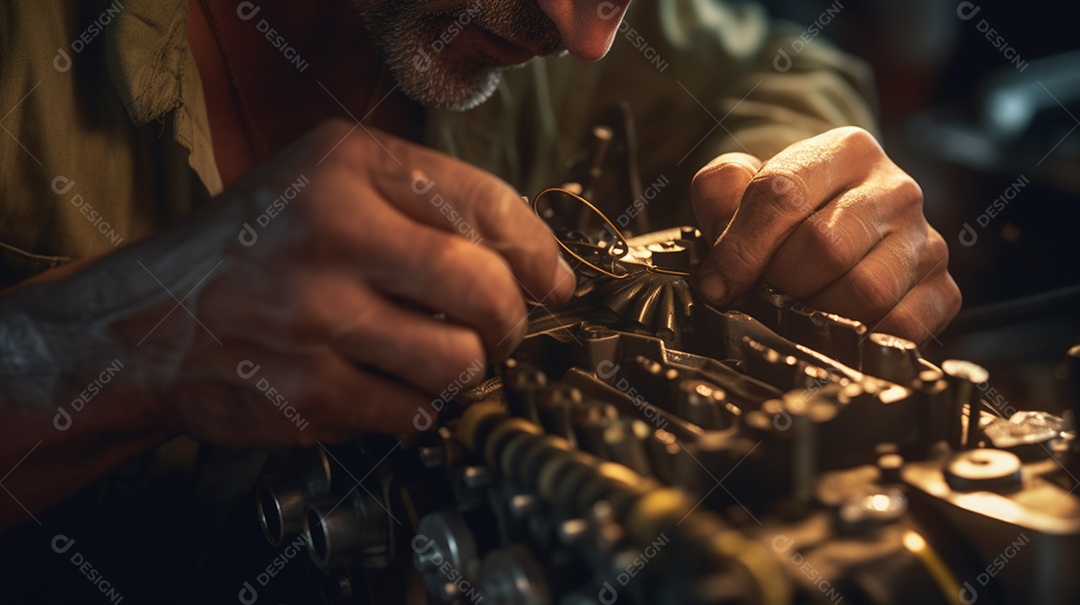 Mecânico arrumando carro na oficina
