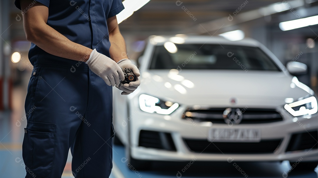 Mecânico conserto carro na oficina