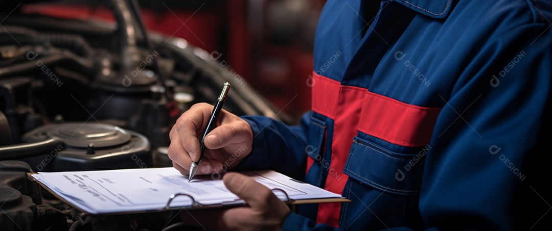 Mecânico consertando carro na oficina