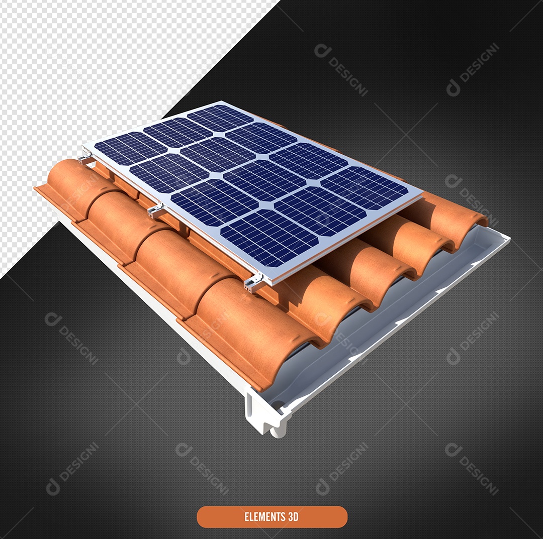 Placar solar encimar do telhado Elemento 3D para composição PSD