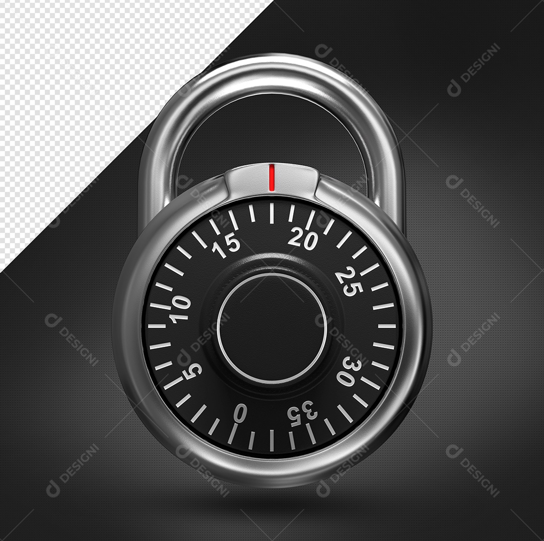 Cadeado preto de segurança e criptografia Elemento 3D para composição PSD