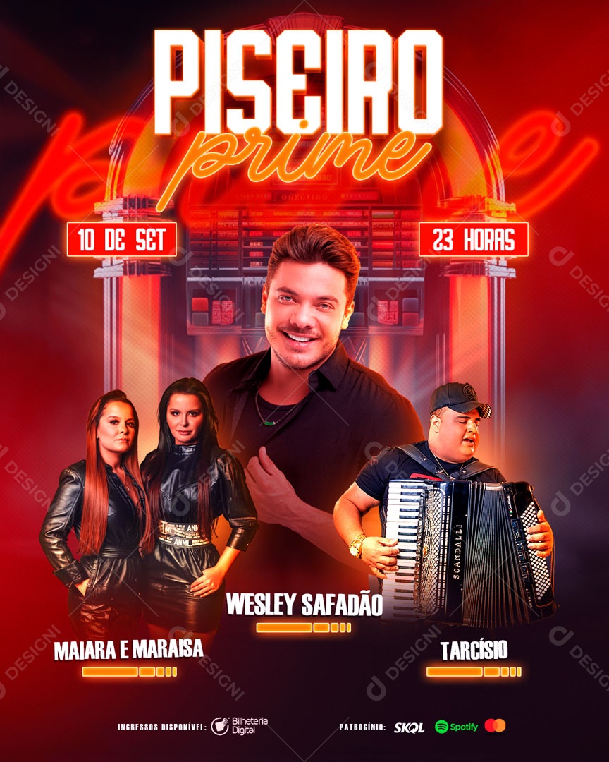 Social Media Flyer Feed Piseiro Prime PSD Editável