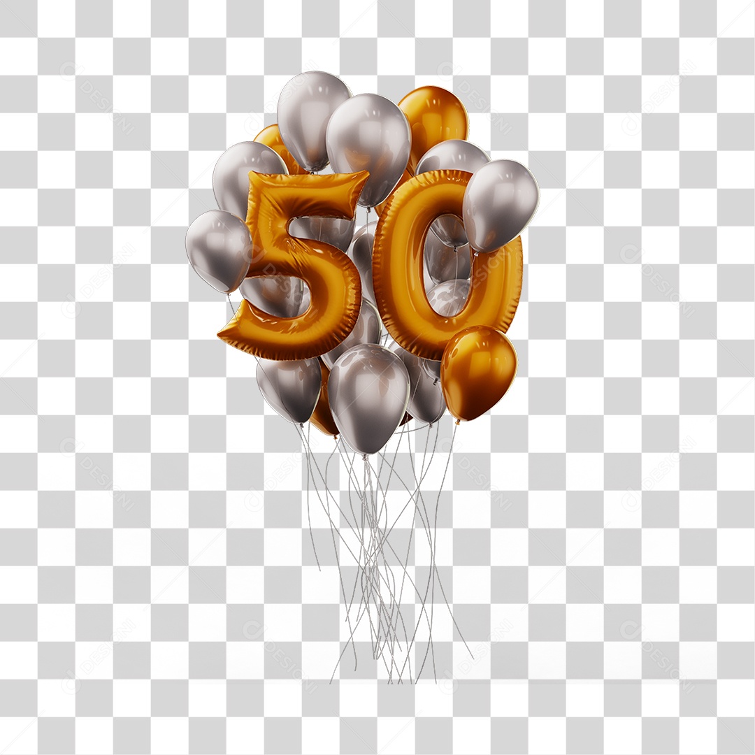 Balão 50 Anos Comemoração PNG Transparente