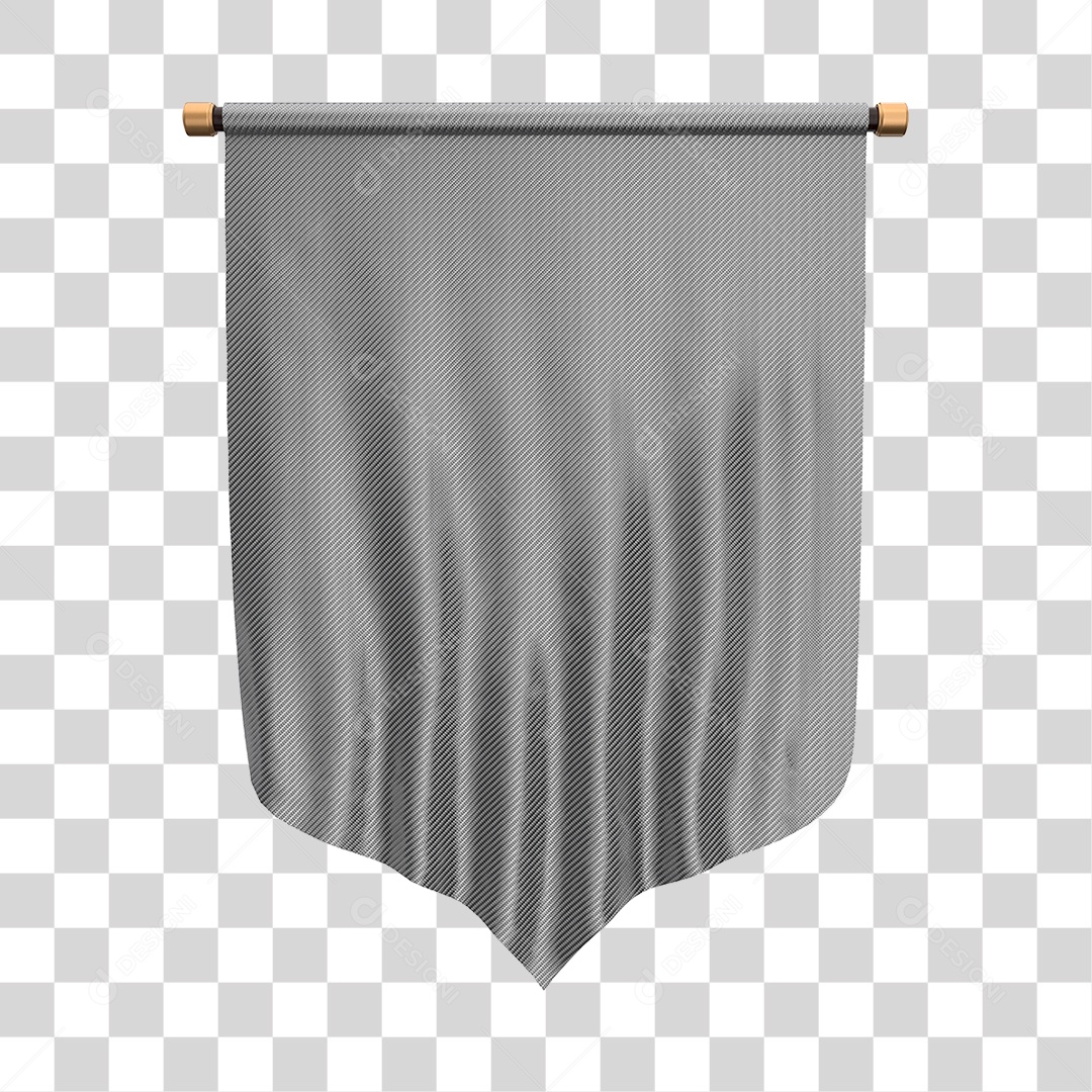 Elemento 3D Bandeira Flag Cor Cinza Para Composição PNG Transparente