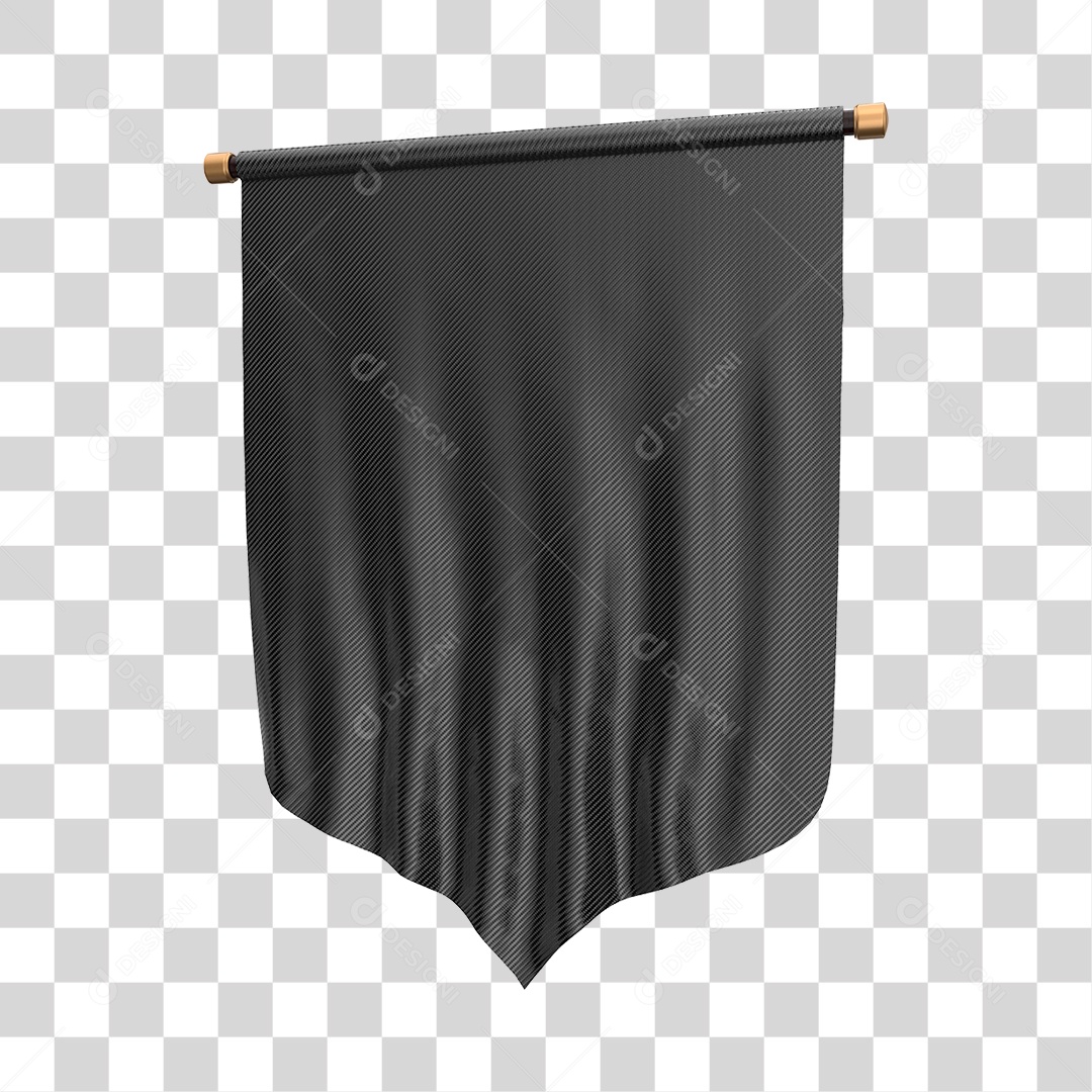 Elemento 3D Bandeira Flag Cor Amarela Para Composição PNG Transparente