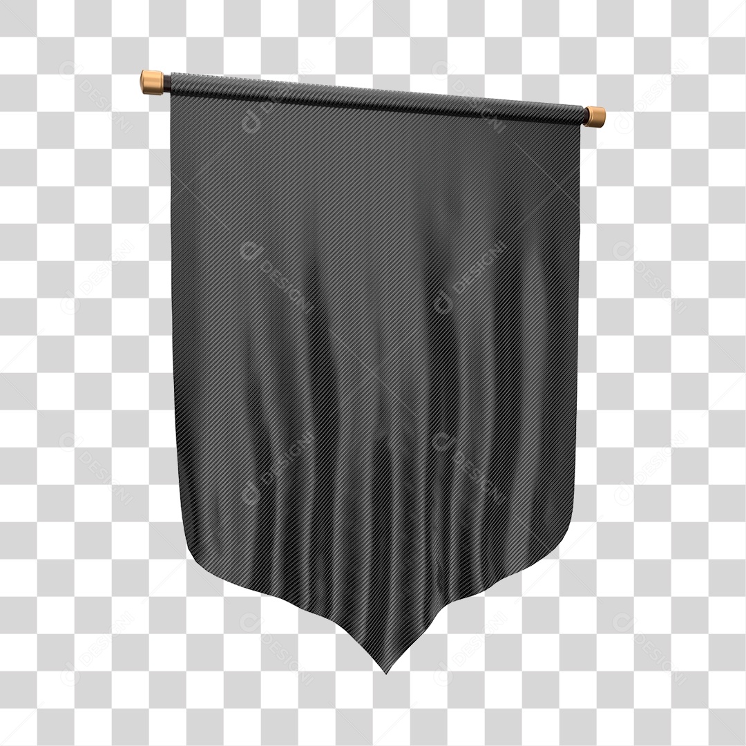 Elemento 3D Bandeira Flag Cor Preto Para Composição PNG Transparente