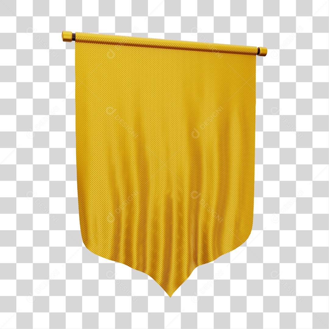 Elemento 3D Bandeira Flag Cor Amarela Para Composição PNG Transparente