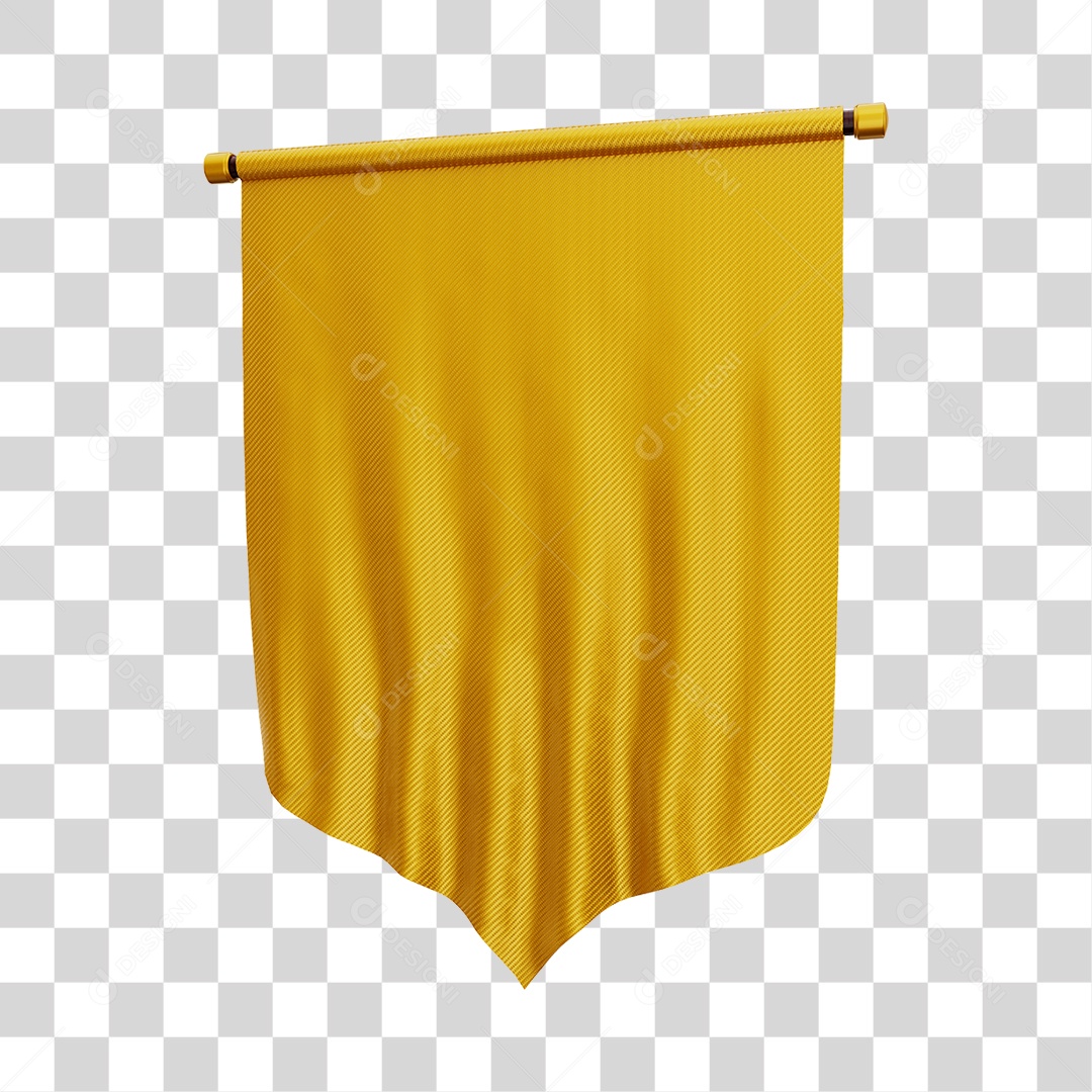 Elemento 3D Bandeira Flag Cor Amarela Para Composição PNG Transparente