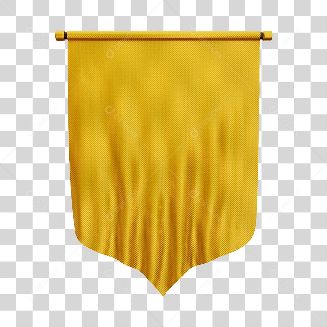 Elemento 3D Bandeira Flag Cor Amarela Para Composição PNG Transparente
