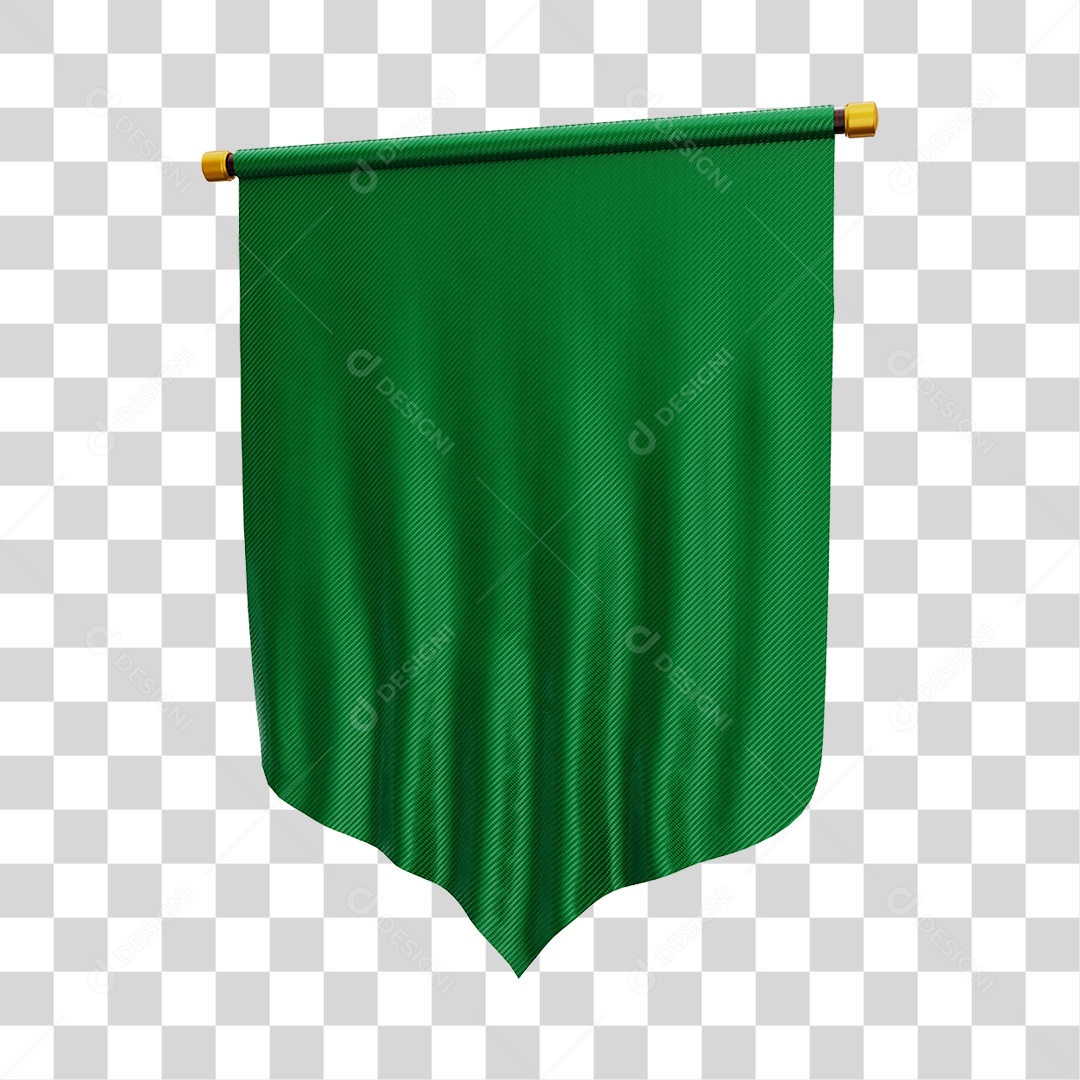 Elemento 3D Bandeira Flag Cor Verde Para Composição PNG Transparente