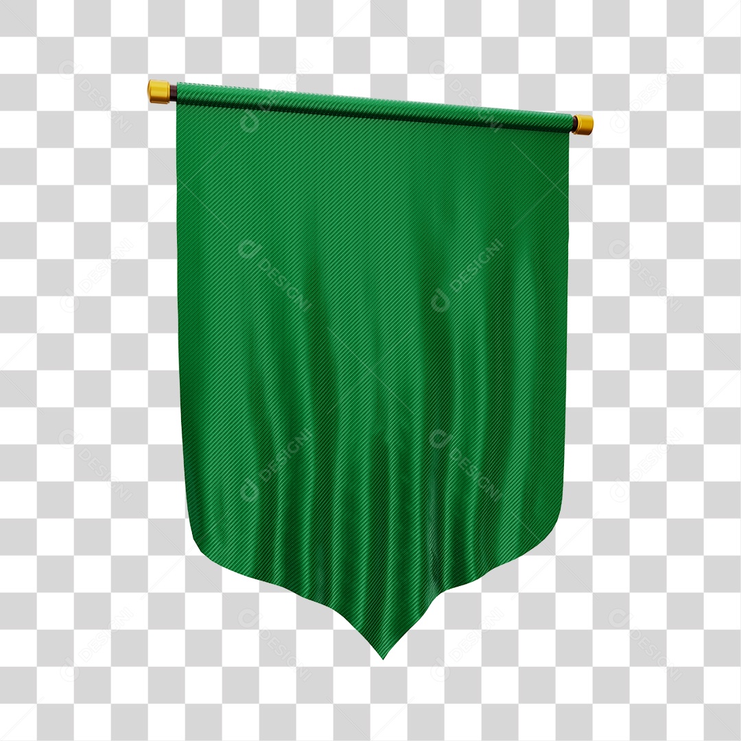 Elemento 3D Bandeira Flag Cor Verde Para Composição PNG Transparente