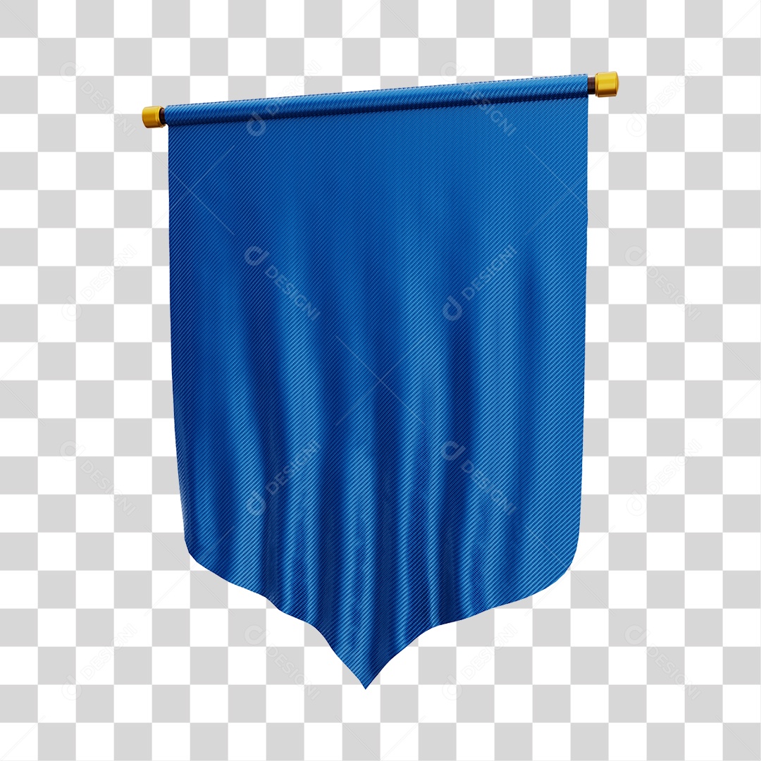 Elemento 3D Bandeira Flag Cor Azul Para Composição PNG Transparente