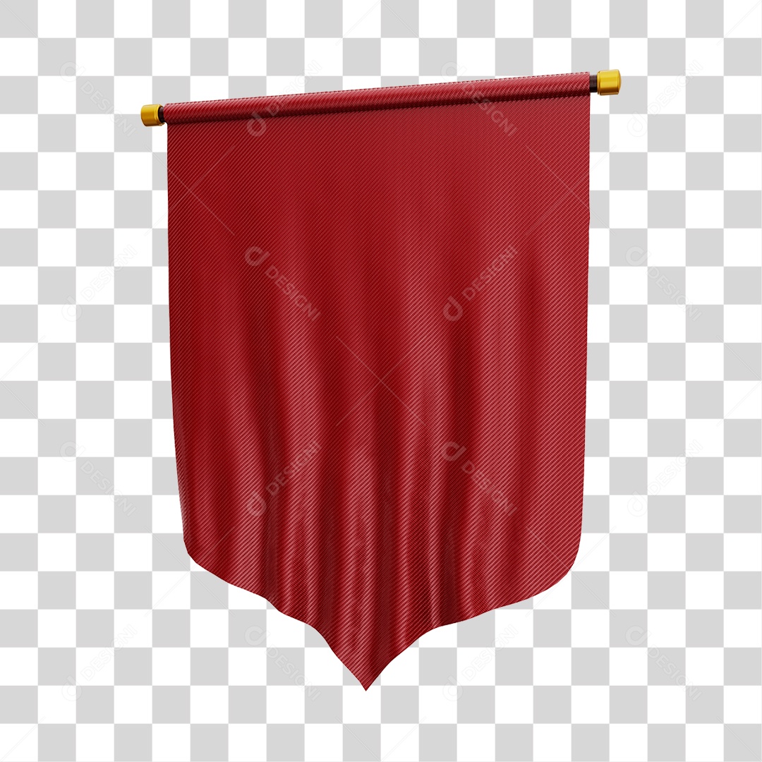 Elemento 3D Bandeira Flag Cor Verrnelha Para Composição PNG Transparente