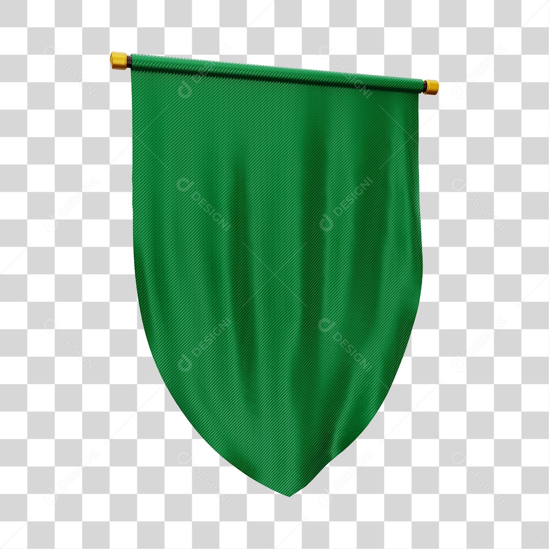 Elemento 3D Bandeira Flag Cor Verde Para Composição PNG Transparente