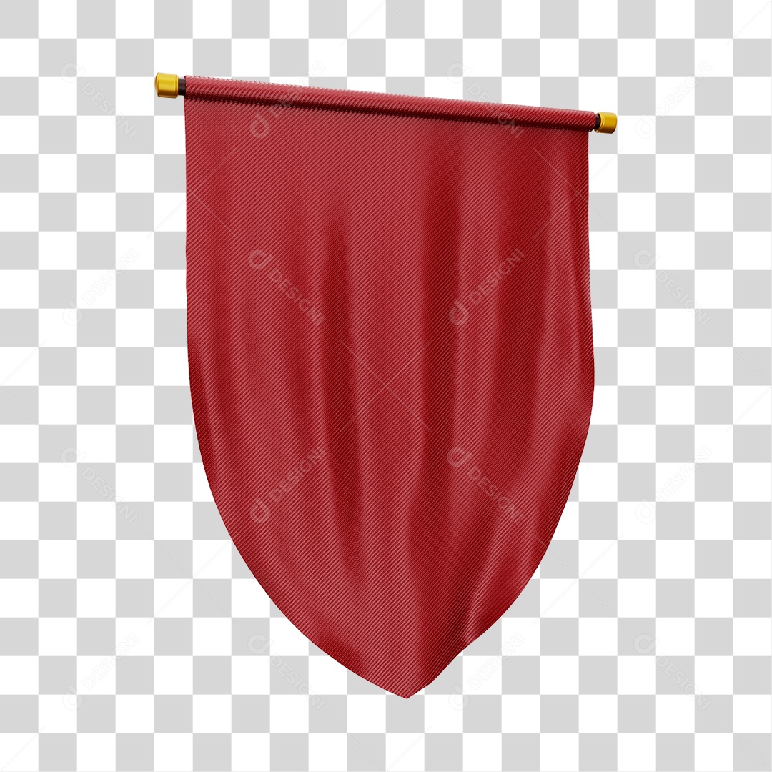 Elemento 3D Bandeira Flag Cor Vermelha Para Composição PNG Transparente