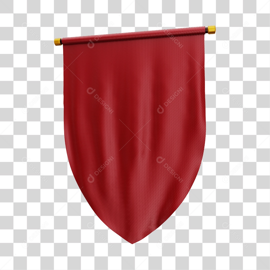 Elemento 3D Bandeira Flag Cor Vermelha Para Composição PNG Transparente