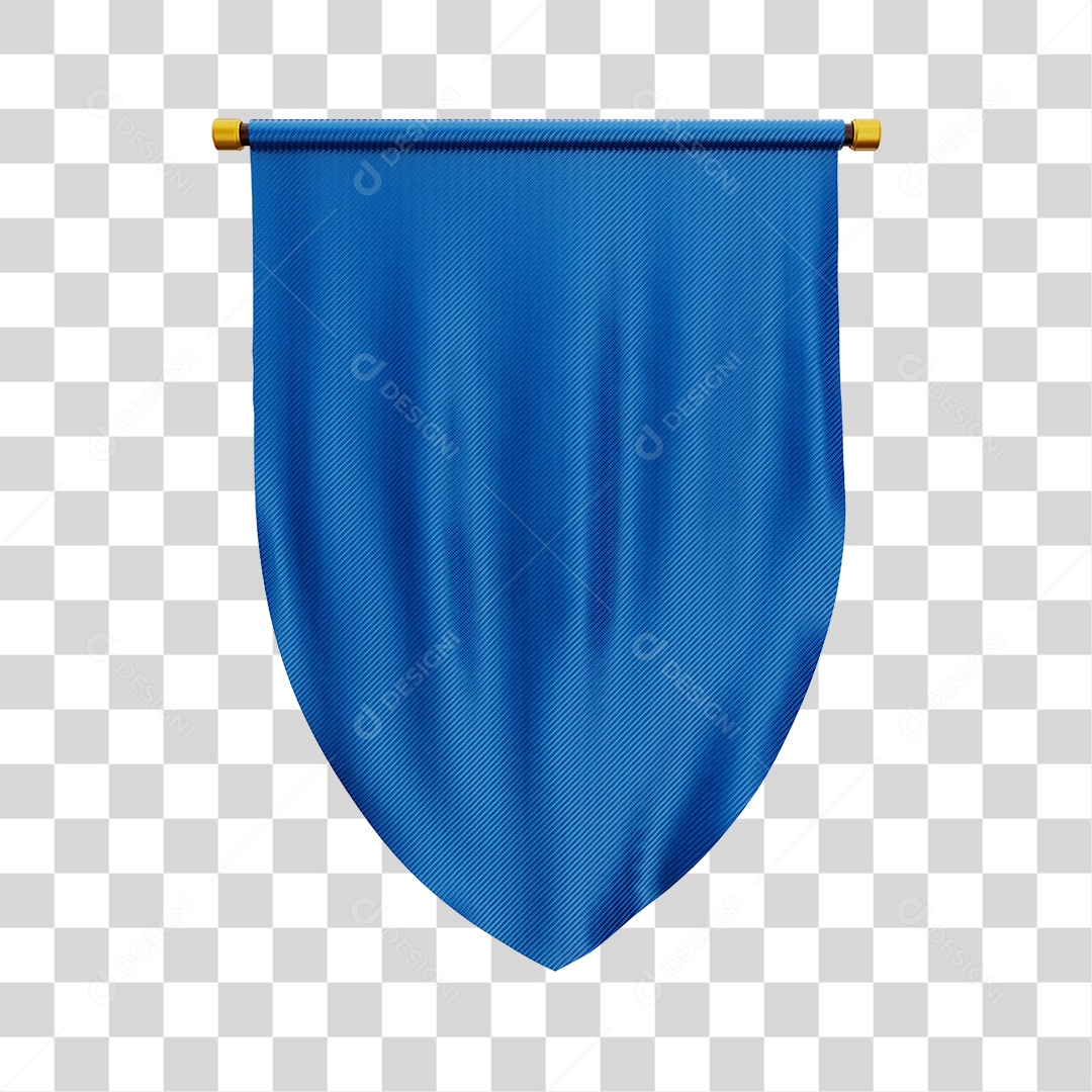 Elemento 3D Bandeira Flag Cor Azul Para Composição PNG Transparente