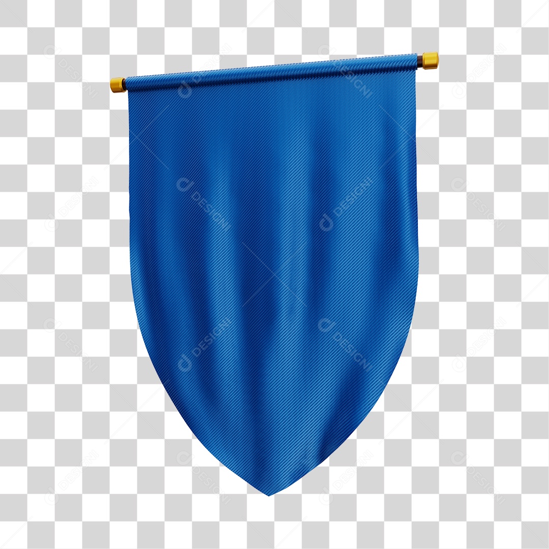 Elemento 3D Bandeira Flag Cor Azul Para Composição PNG Transparente