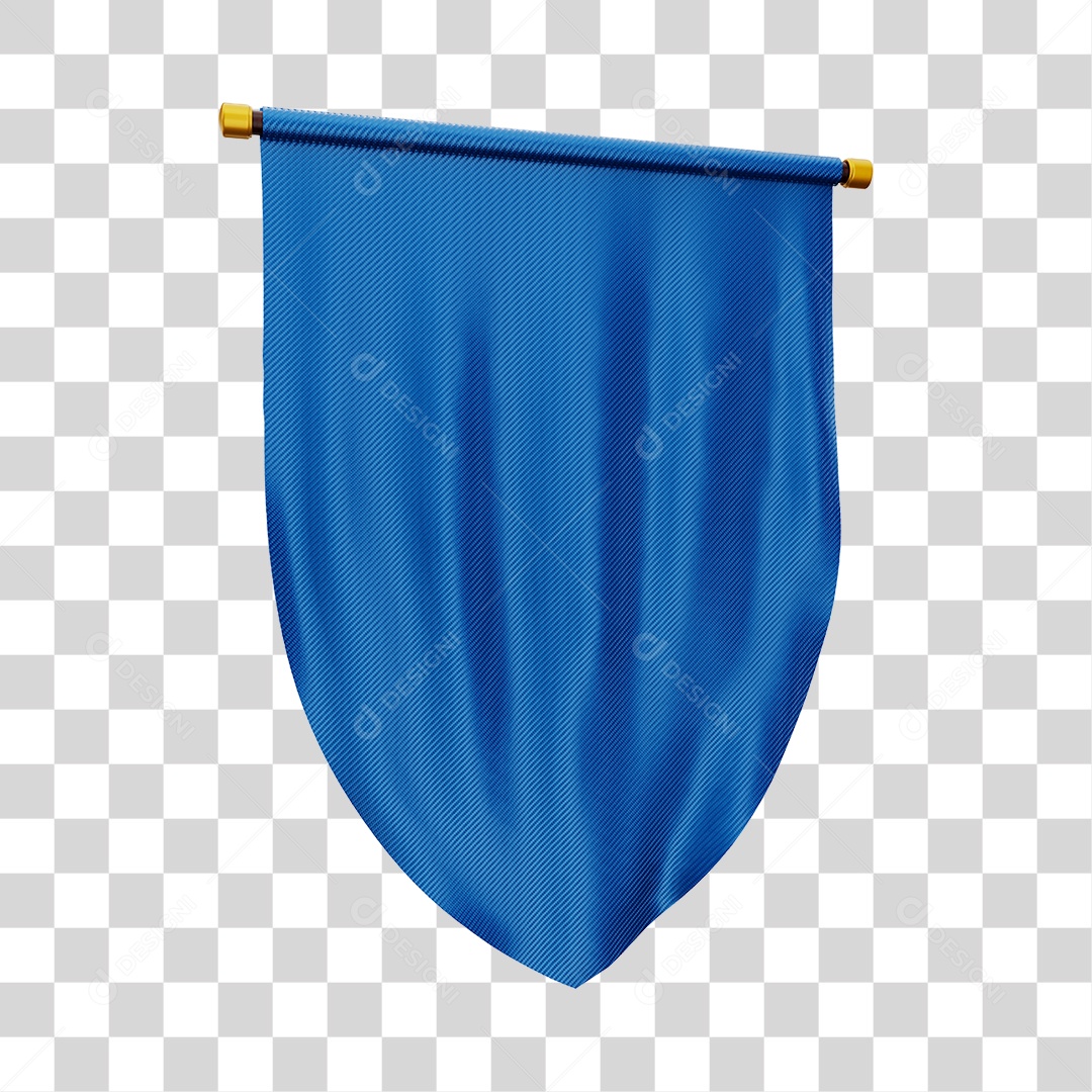 Elemento 3D Bandeira Flag Cor Azul Para Composição PNG Transparente
